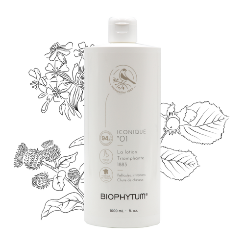 La Lotion Triomphante 1883.  Traiter · Apaiser · Densifier